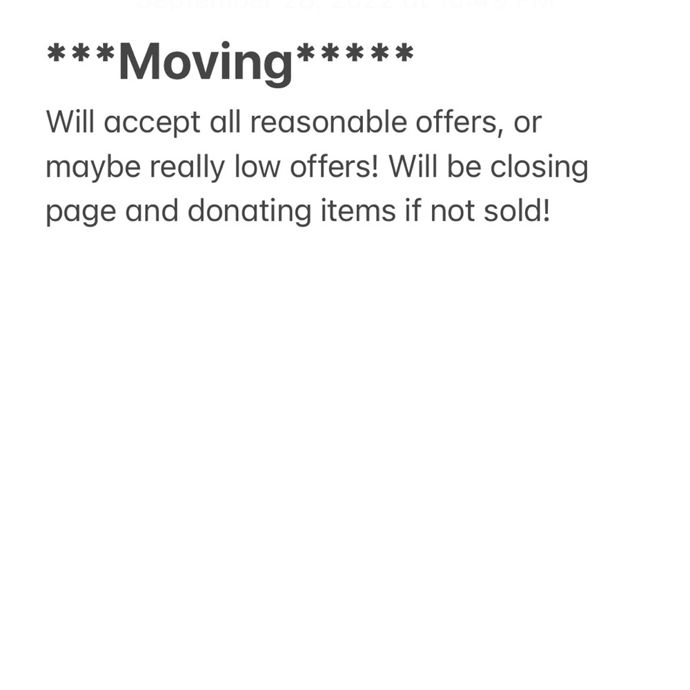 Moving!!!! Will dose store soon.